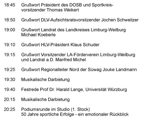 Zeitplan 50 Jahr Feier