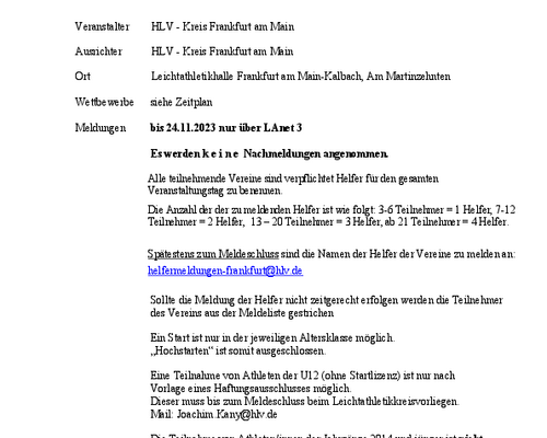 Ausschreibung 30 Hallensportfest 