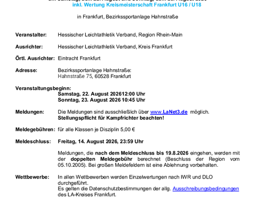 Regional Meisterschaften Einzel Rhein-Main