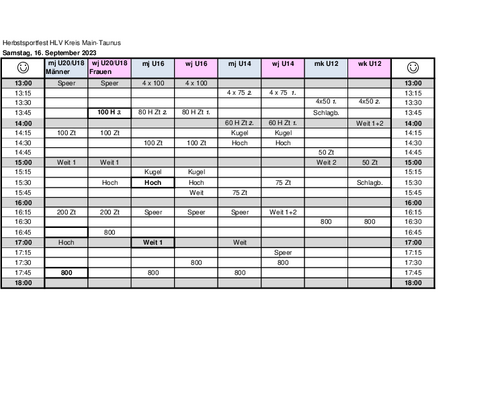 !!ACHTUNG!! Geänderter Zeitplan für das Herbstsportfest