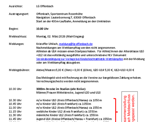 Ausschreibung Kreis-Crosslauf Meisterschaften 2026